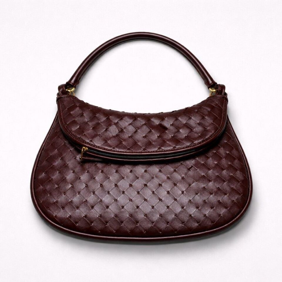 Örgü Detaylı Acı Kahve Kol Çantası