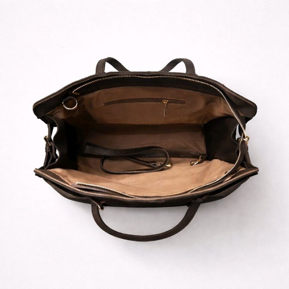 ACIKAHVE HAKİKİ SÜET DERİ EL VE KOL ÇANTASI