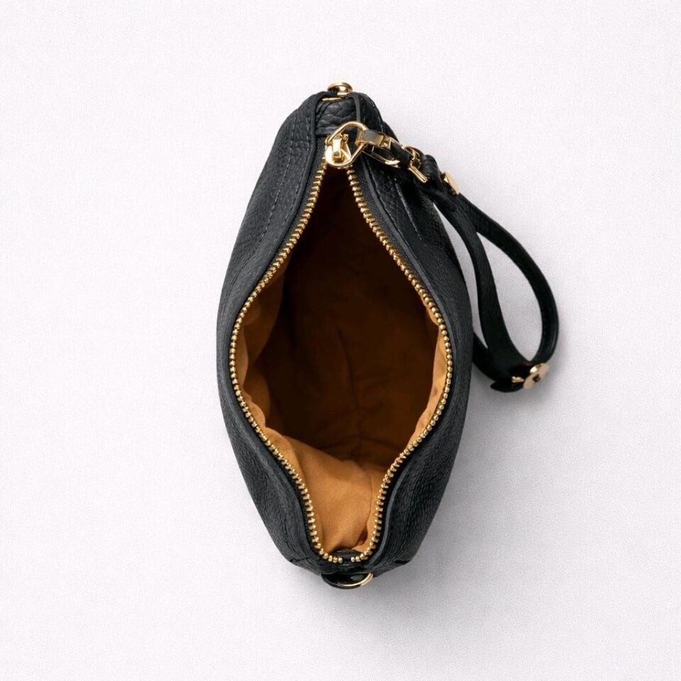 SİYAH EL ASKI DETAYLI HAKİKİ SÜET DERİ EL KOL ÇANTASI