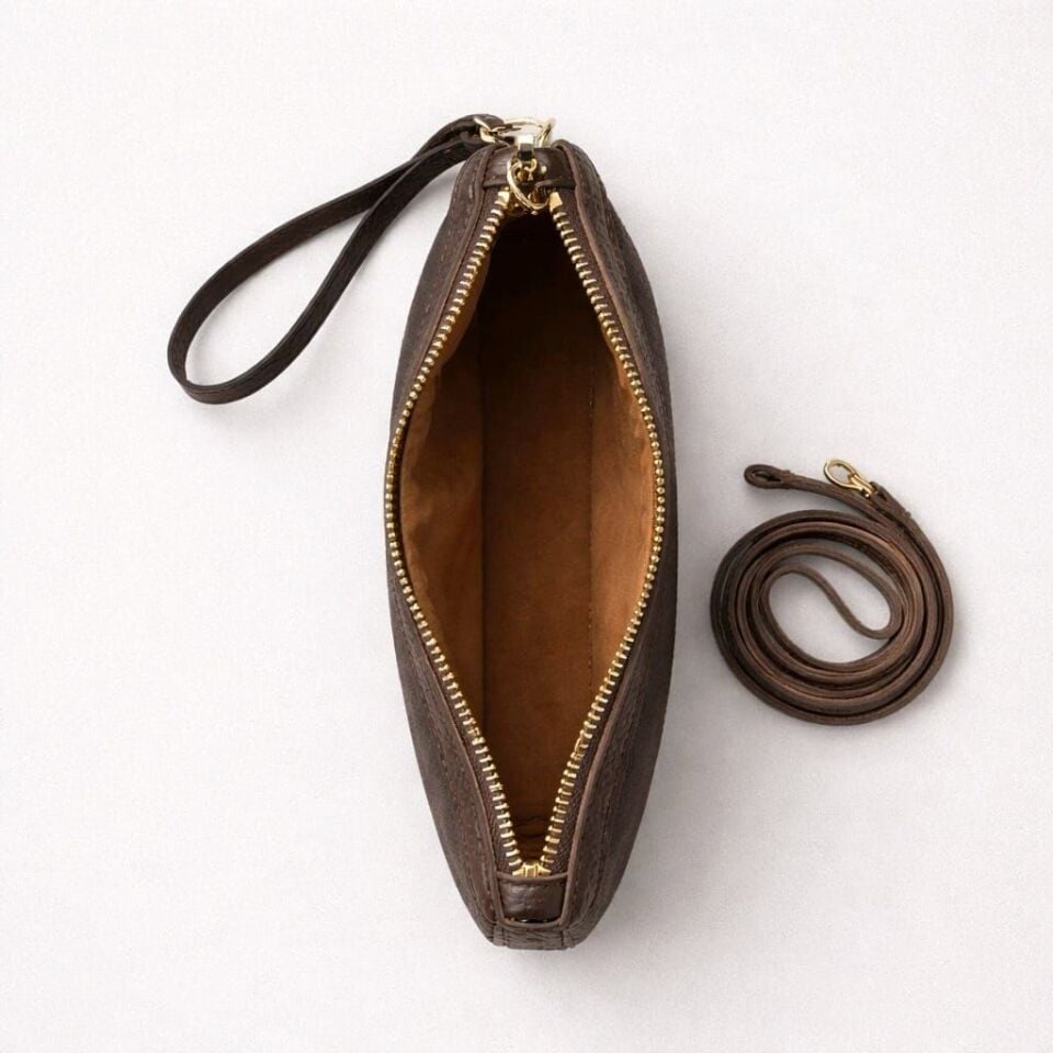 VİZON EL ASKI DETAYLI HAKİKİ SÜET DERİ EL KOL ÇANTASI