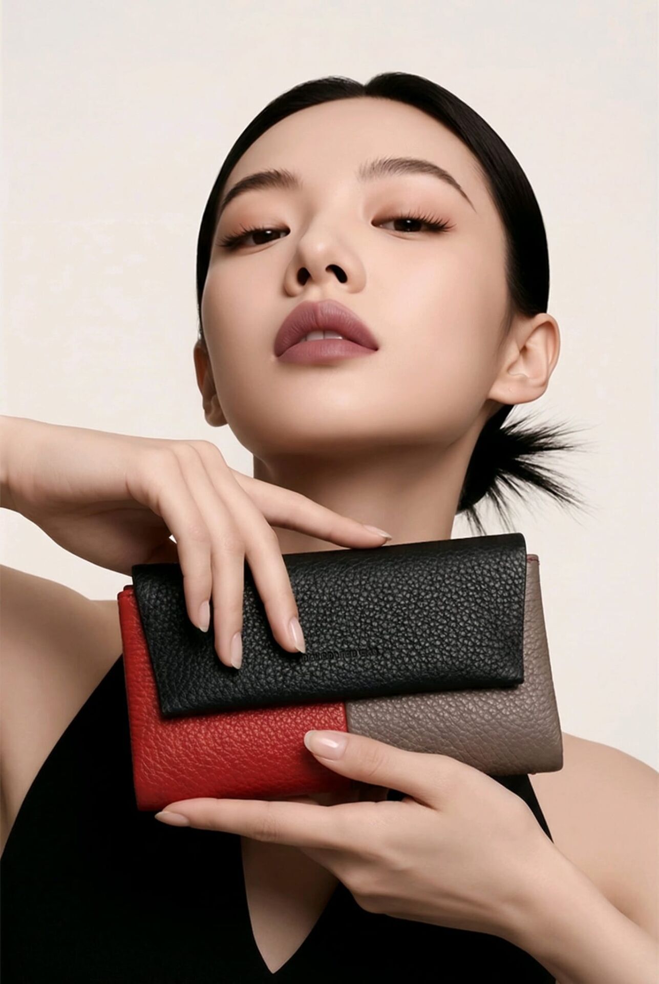 BLOK RENKLİ KIRMIZI SİYAH KAHVE MANYETİK MIKNATISLI CÜZDAN