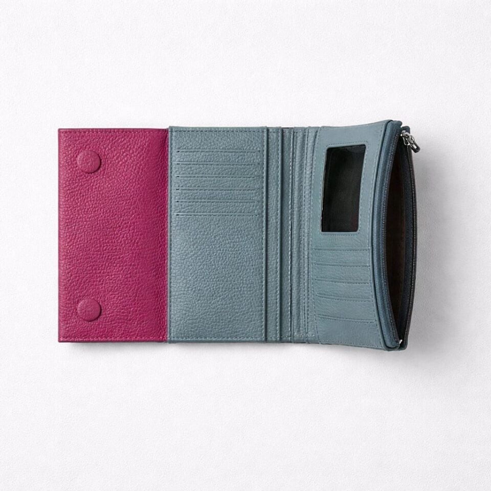 BLOK RENKLİ PUDRA MAVİ PEMBE MANYETİK MIKNATISLI CÜZDAN