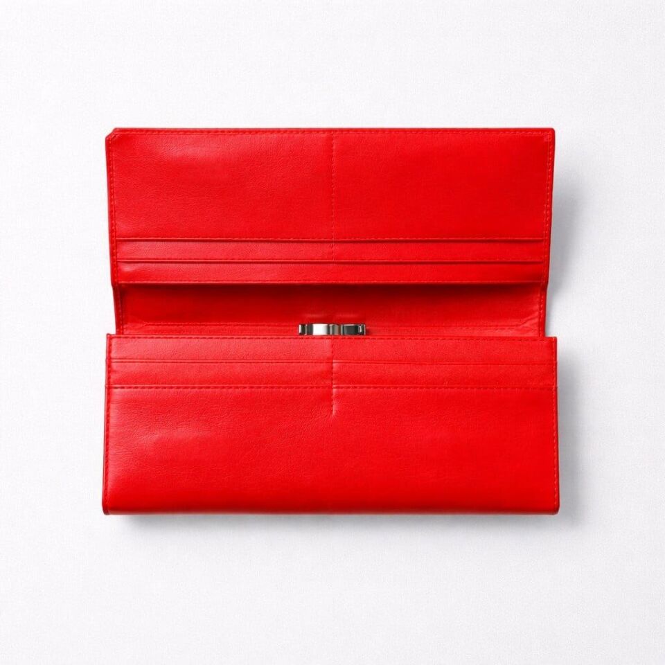 KIRMIZI RENGİNDE KAPAKLI CÜZDAN