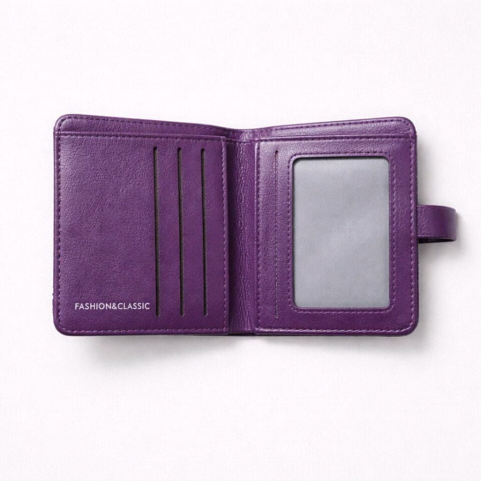 MOR RENGİNDE KÜÇÜK KAPAKLI CÜZDAN