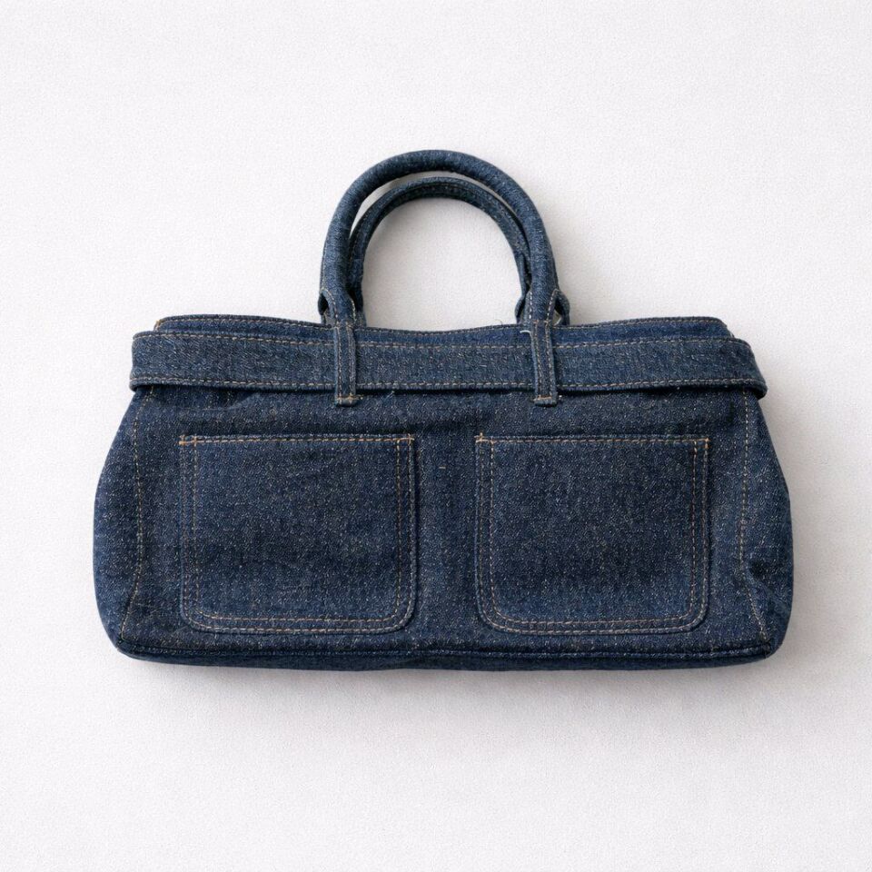 GRAFİTTİ DESENLİ KOT KUMAŞ EL VE OMUZ ÇANTASI