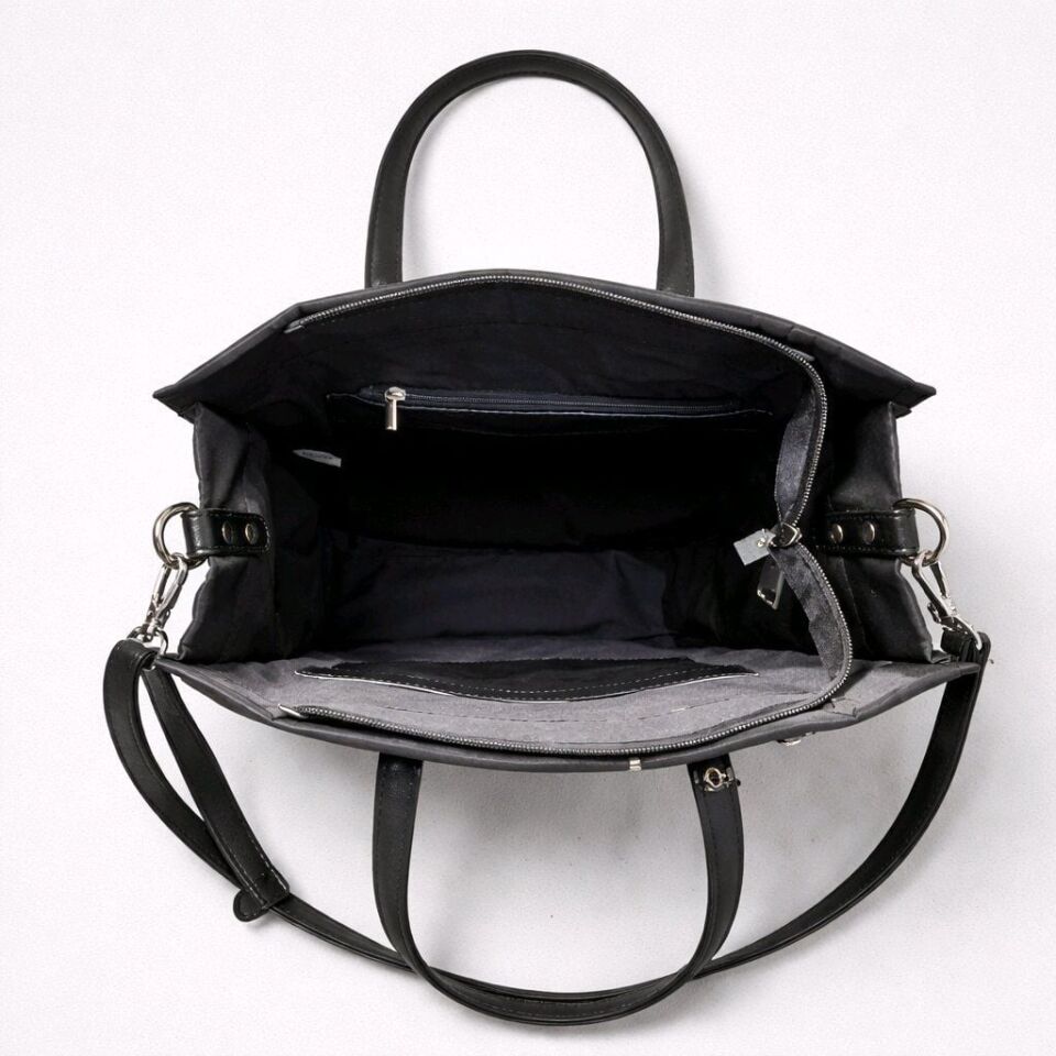 SİYAH NAKIŞLI VE ÇOK RENKLİ PARAŞÜT KUMAŞ ÇANTA