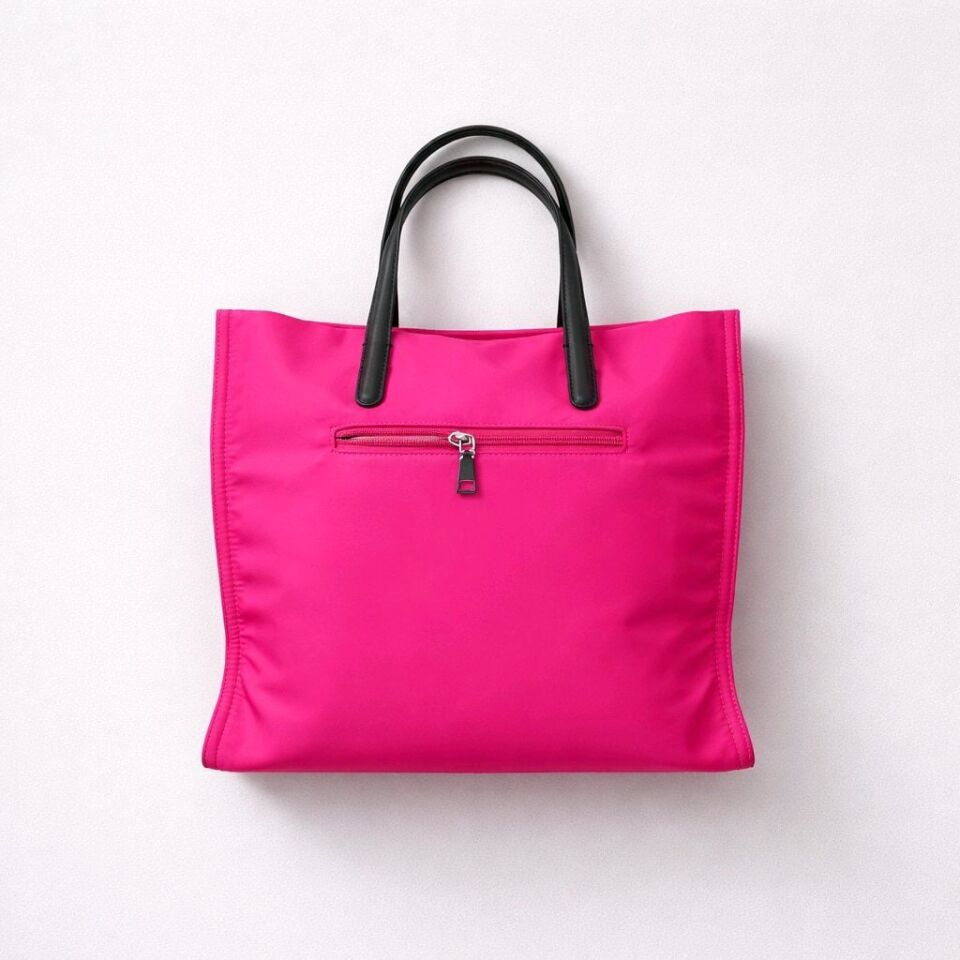 PEMBE NAKIŞLI VE ÇOK RENKLİ PARAŞÜT KUMAŞ ÇANTA