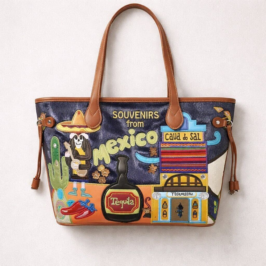 ÇOK RENKLİ DESENLİ BÜYÜK KOL ÇANTASI