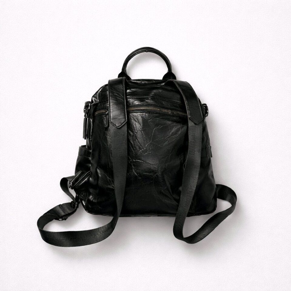 SOFT DERİ SİYAH SIRT ÇANTASI