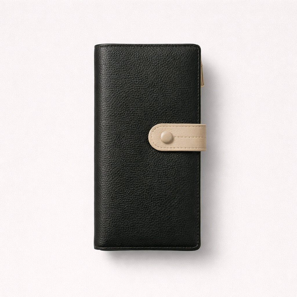 ÇOK RENKLİ ÇITÇITLI BÜYÜK SİYAH CÜZDAN