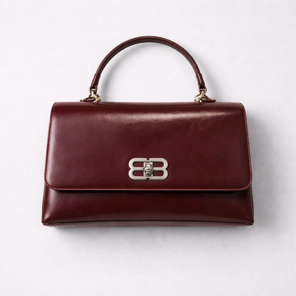 KENDİNE ÖZGÜ BB LOGOLU, BORDO ( BURGUNDY ) EL ÇANTASI