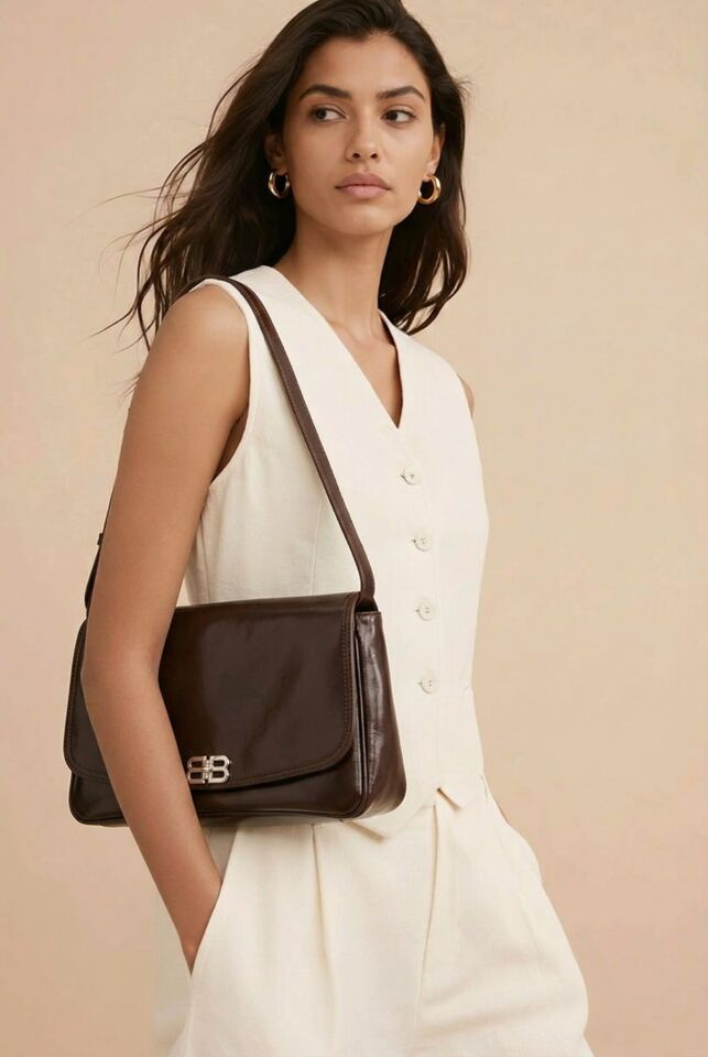 KENDİNE ÖZGÜ BB LOGOLU, ACI KAHVE KAPAKLI PORTFÖY ÇANTA