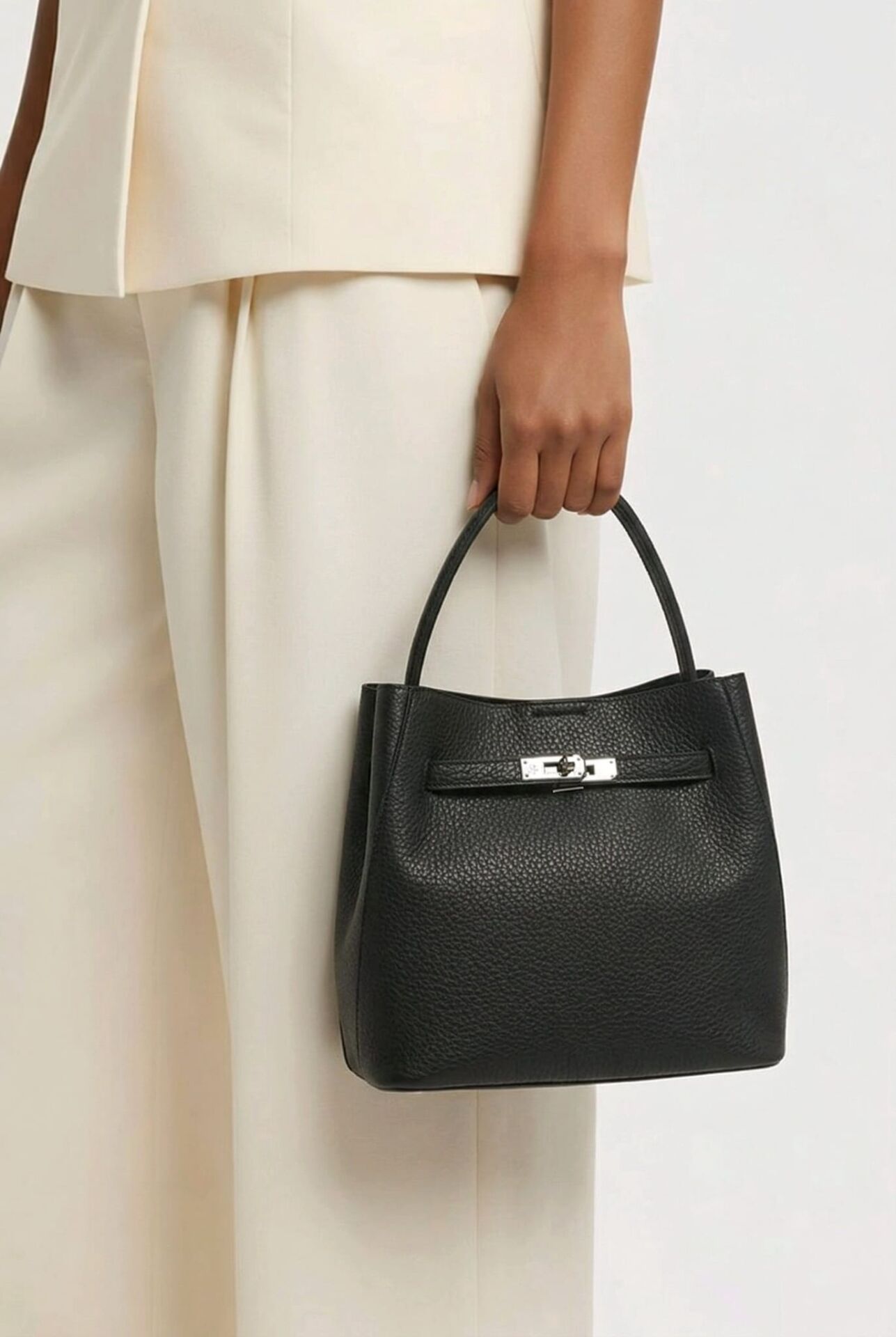 SİYAH METAL KİLİTLİ KOVA ÇANTA