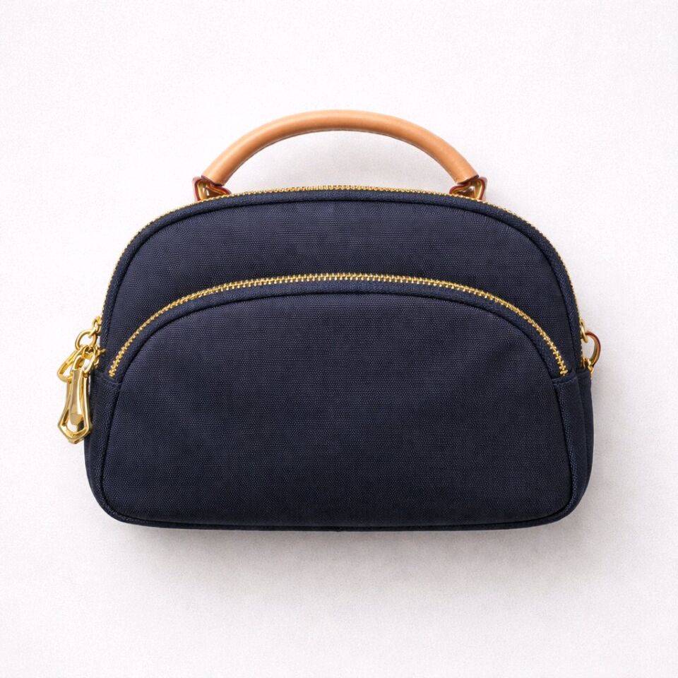 ÇOK BÖLMELİ LACİVERT KUMAŞ EL VE KOL ÇANTASI