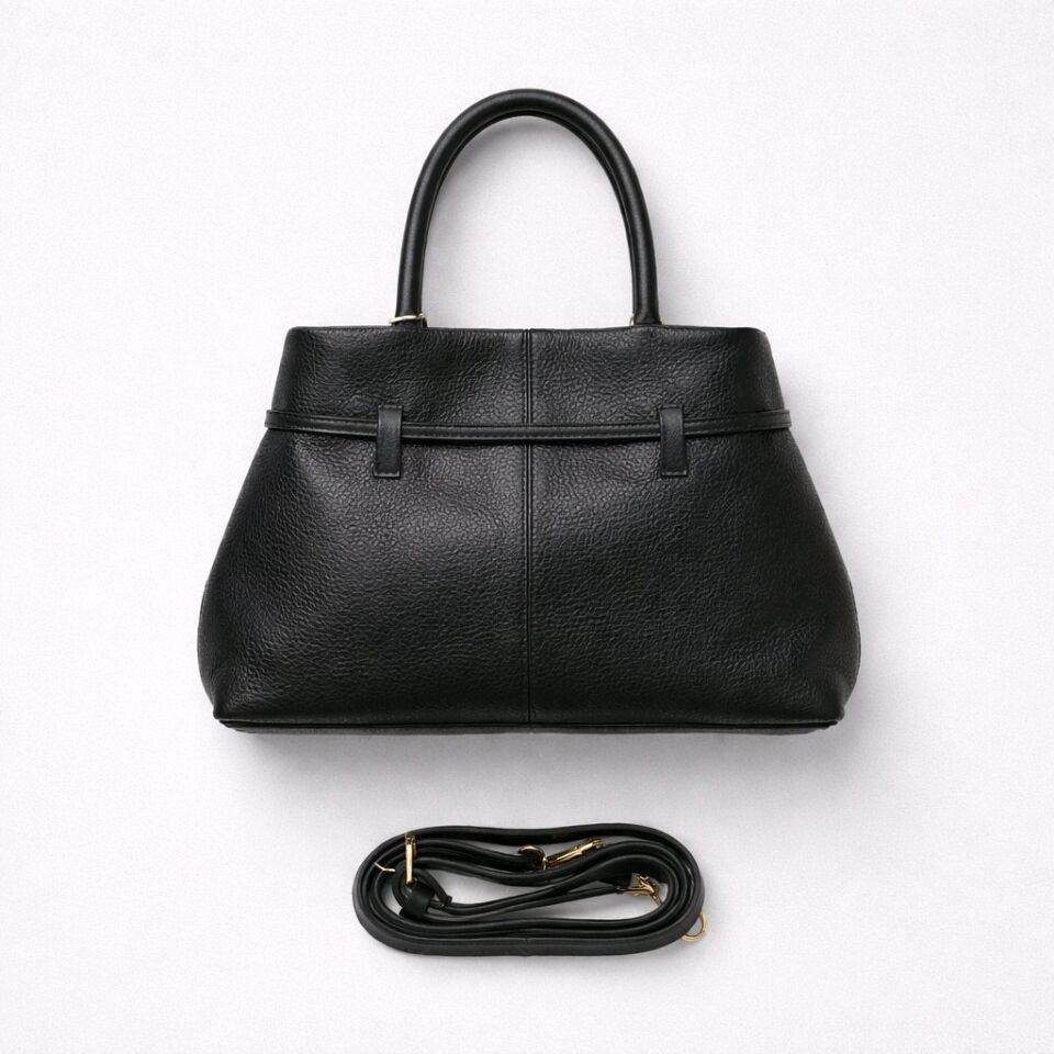 KEMER DETAYLI SİYAH BÜYÜK EL KOL ÇANTASI