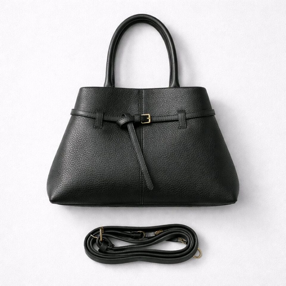 KEMER DETAYLI SİYAH BÜYÜK EL KOL ÇANTASI