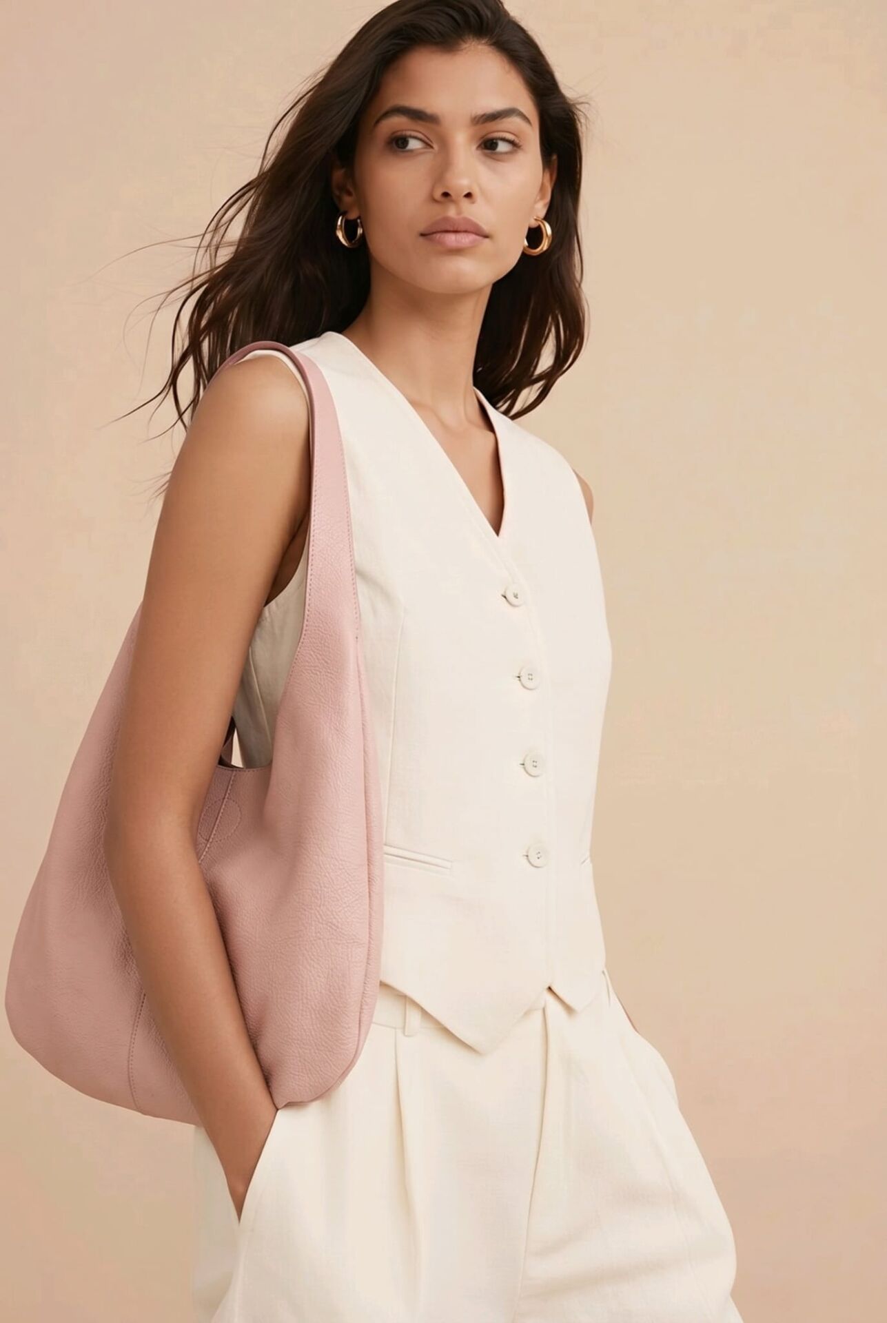 %100 DERİ  PUDRA PEMBESİ SALAŞ ÇANTA