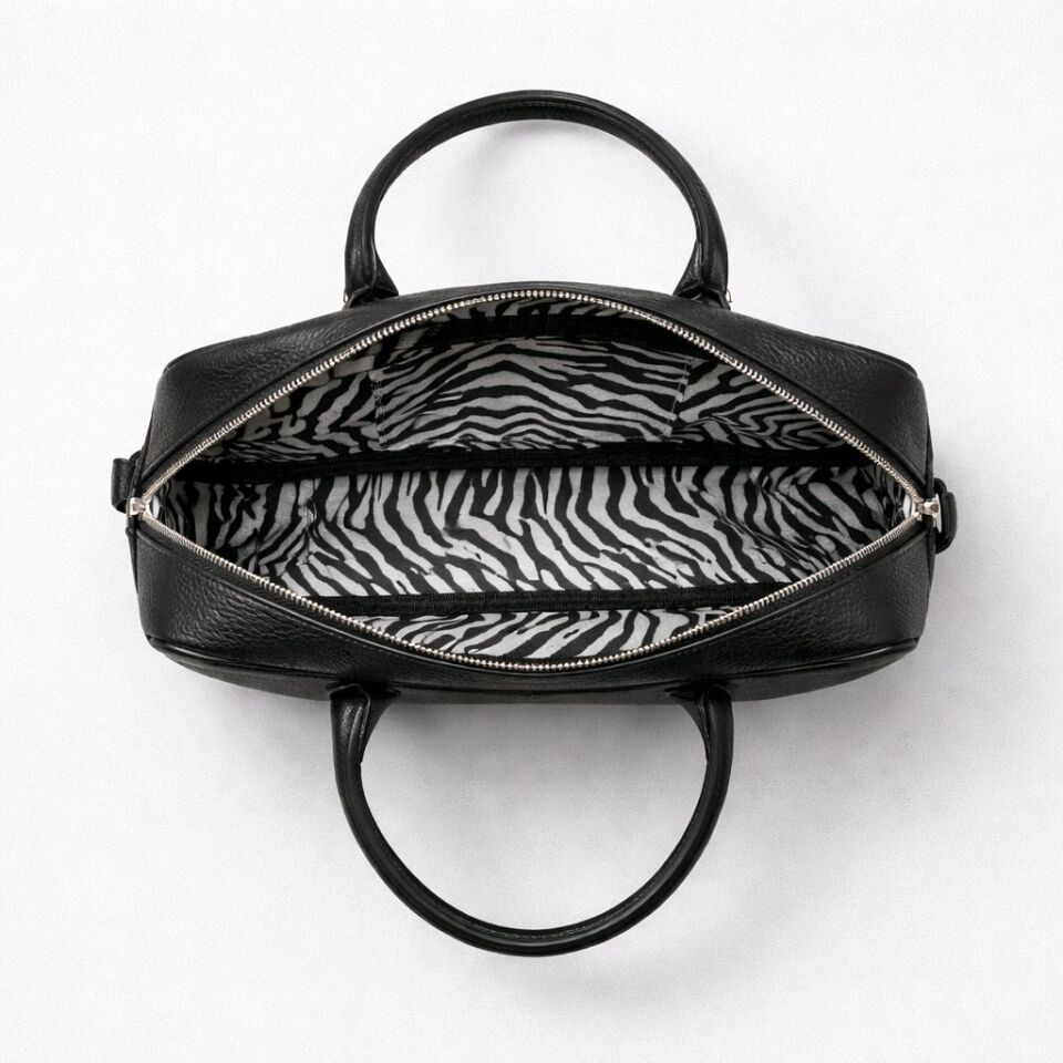 %100 DERİ SİYAH YASTIK TİPİ OMUZ ÇANTASI