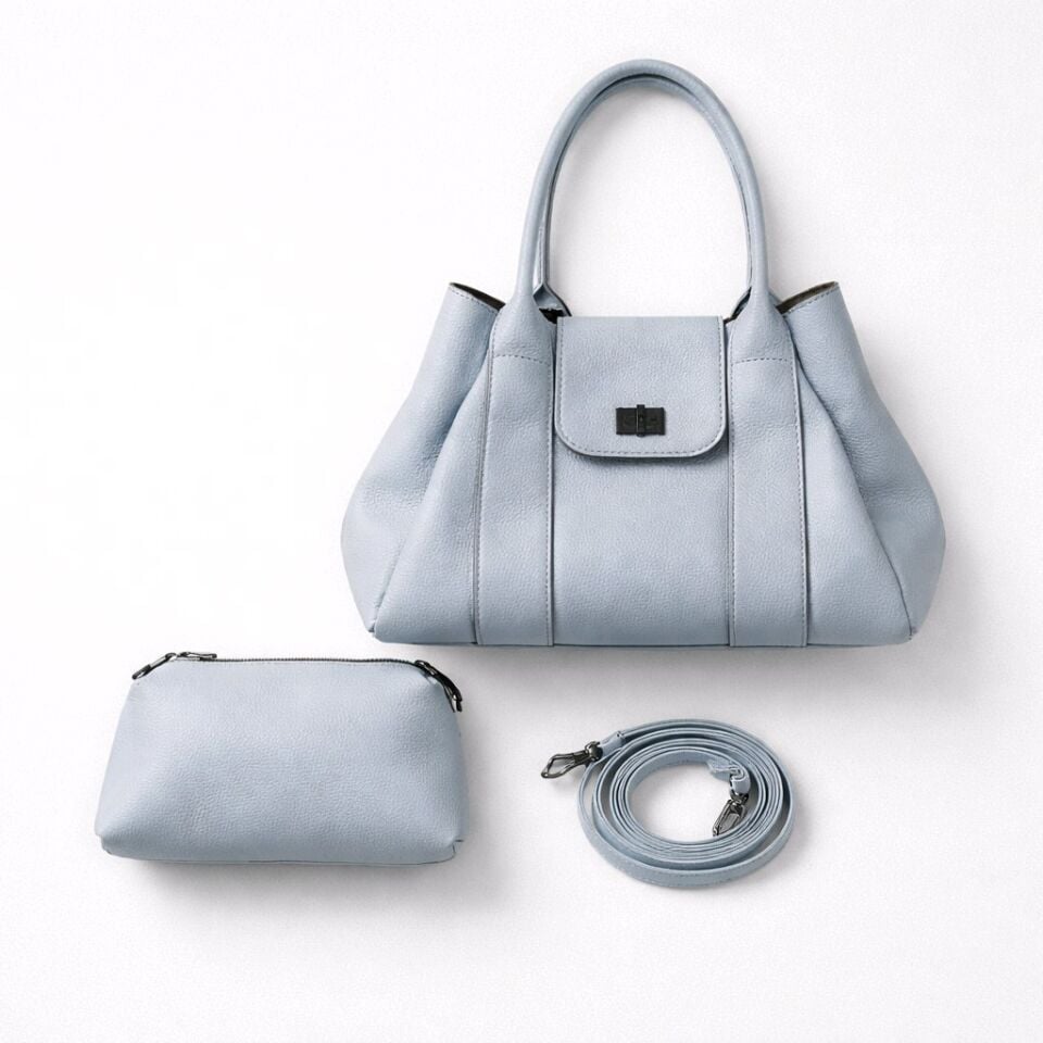 BEBE MAVİSİ %100 DERİ EL KOL ÇANTASI