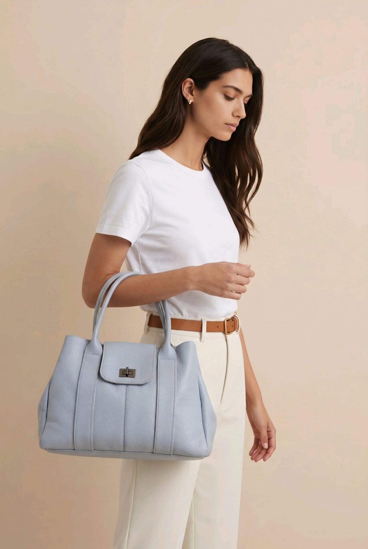 BEBE MAVİSİ %100 DERİ EL KOL ÇANTASI