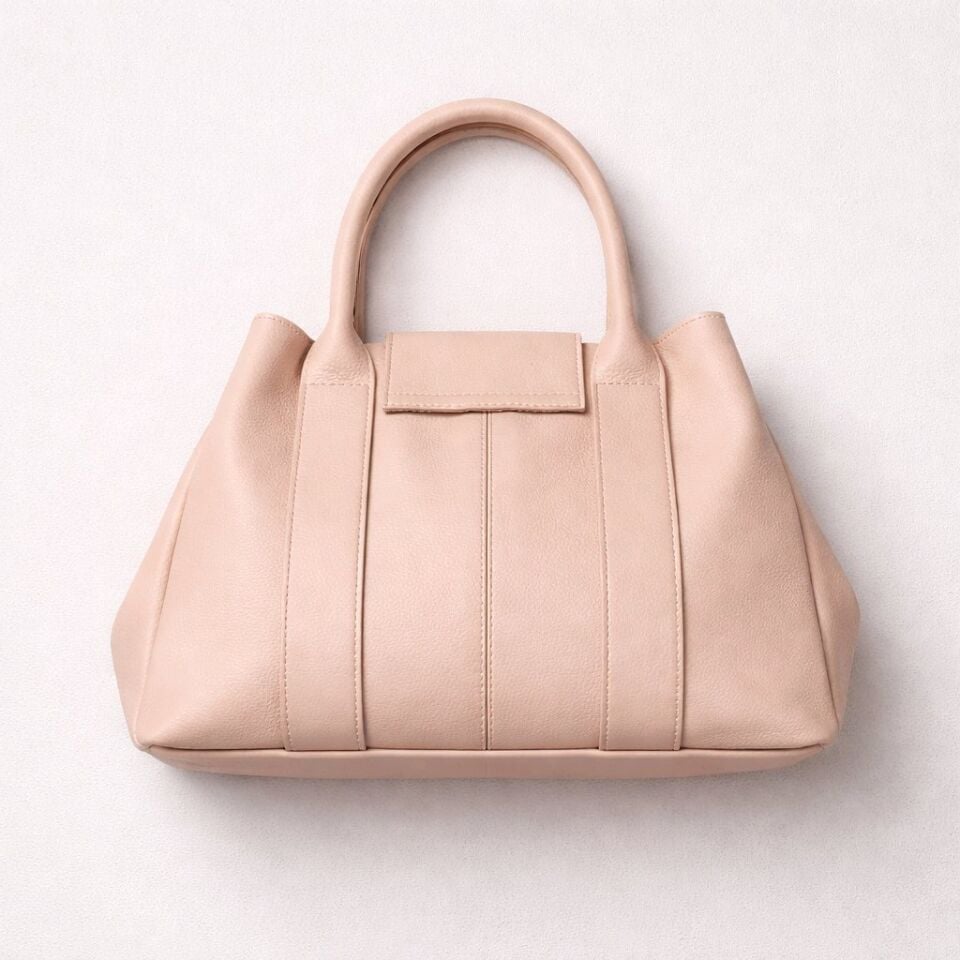 %100 DERİ PUDRA RENGİ EL KOL ÇANTASI