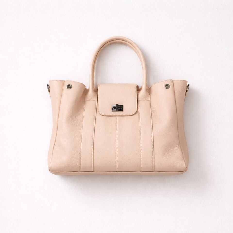 %100 DERİ PUDRA RENGİ EL KOL ÇANTASI