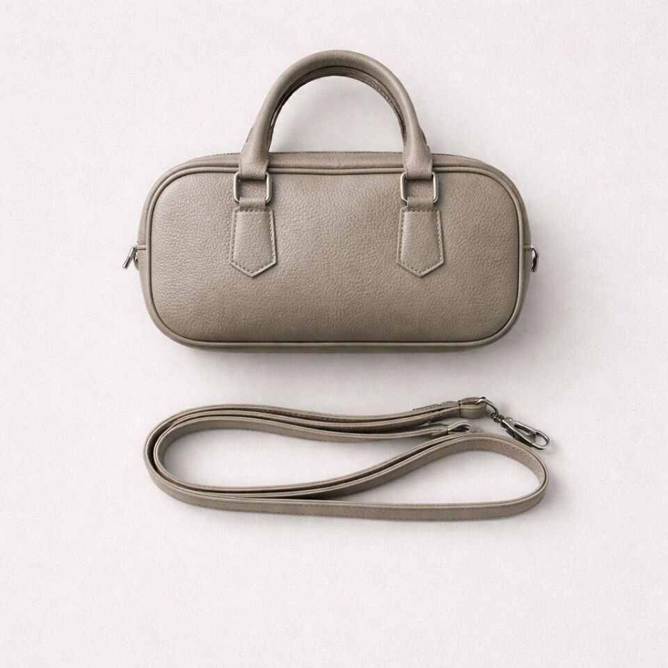 %100 HAKİKİ DERİ GRİ KÜÇÜK EL ÇANTASI