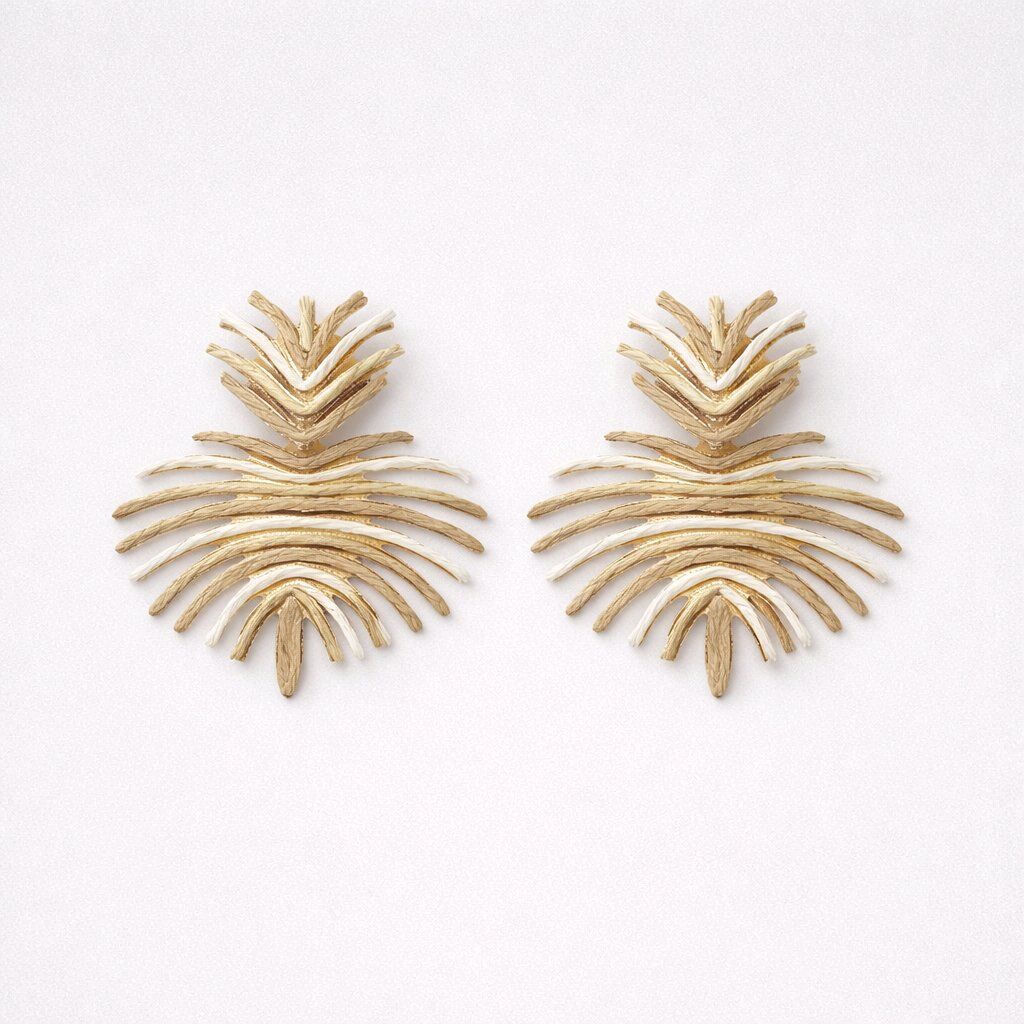 PALMİYE YAPRAĞI FORMUNDA HASIR BOHEM KÜPE