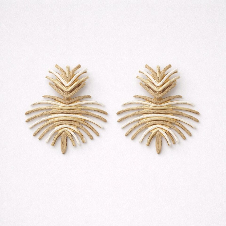 PALMİYE YAPRAĞI FORMUNDA HASIR BOHEM KÜPE