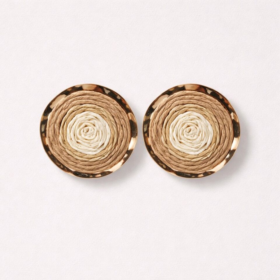 YUVARLAK BOHEM HASIR ÜÇ RENK  ÖRGÜ KÜPE