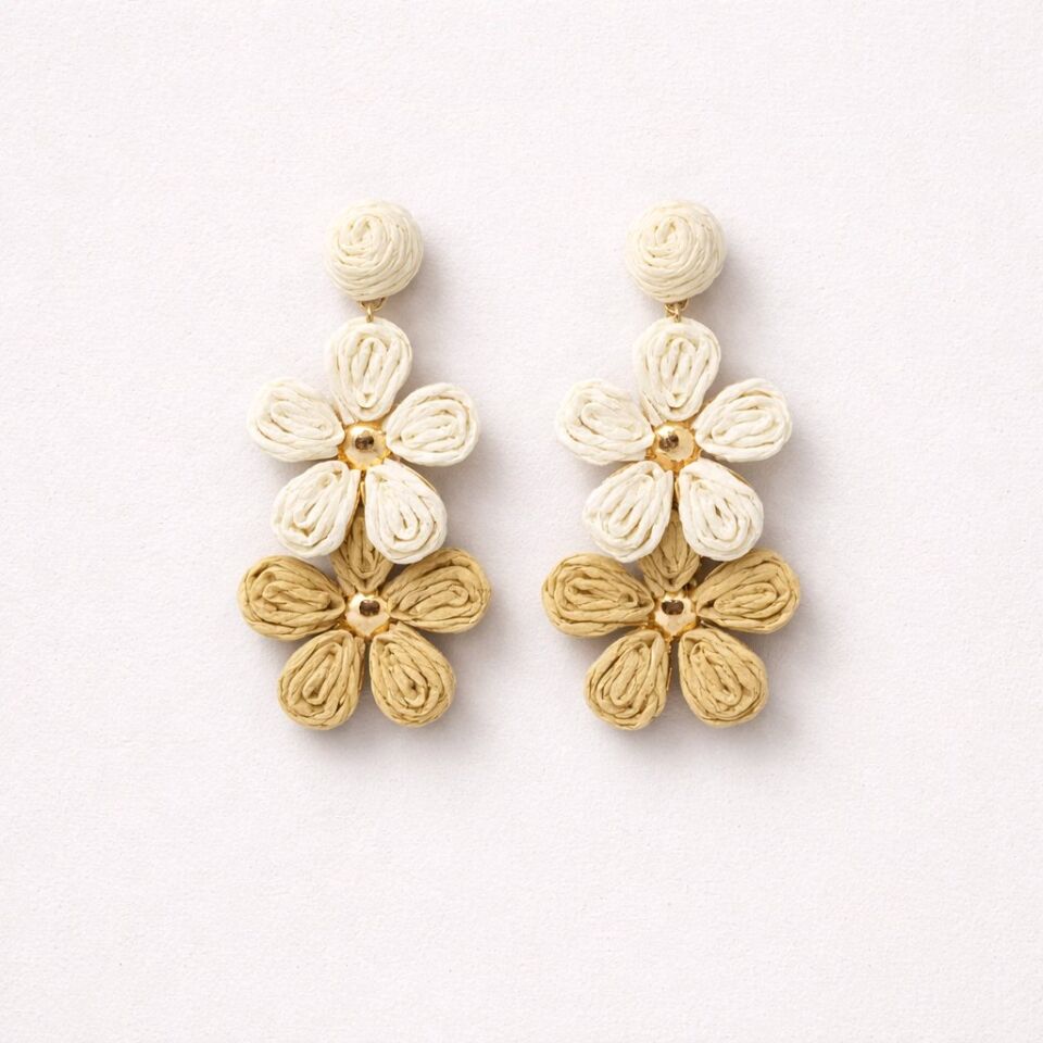 İKİ RENK BOHEM SALLANTILI ÇİÇEK KÜPE