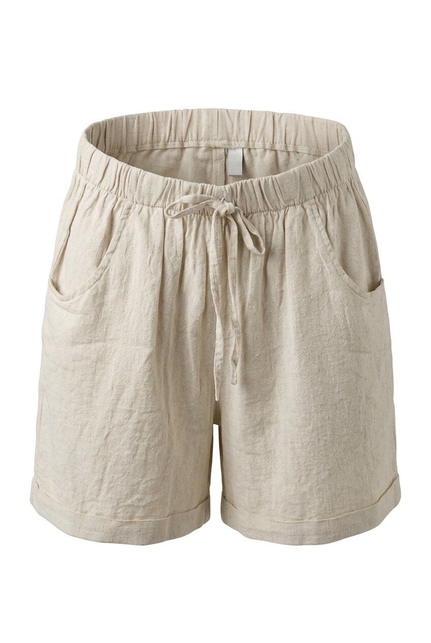 %100 İTALYAN KETENİ BEJ KISA ŞORT