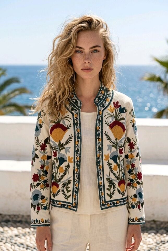 BOHEM KANAVİÇE NAKIŞ İŞLİ CEKET