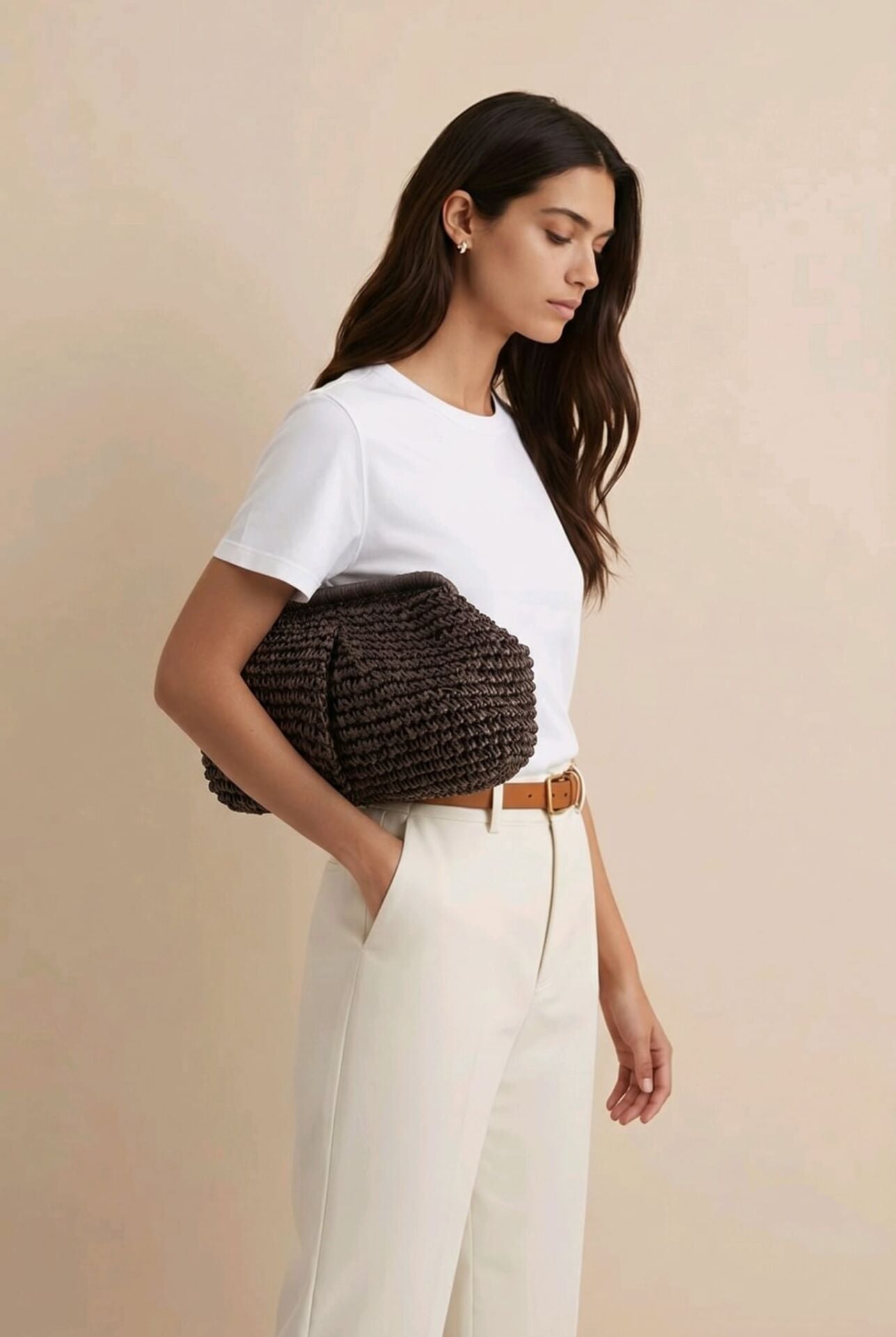 KOYU KAHVERENGİ BÜYÜK HASIR CLUTCH