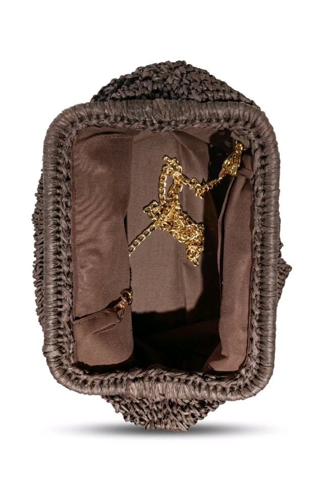 KOYU KAHVERENGİ BÜYÜK HASIR CLUTCH